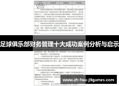 足球俱乐部财务管理十大成功案例分析与启示 足球俱乐部财务管理十大成功案例分析与启示